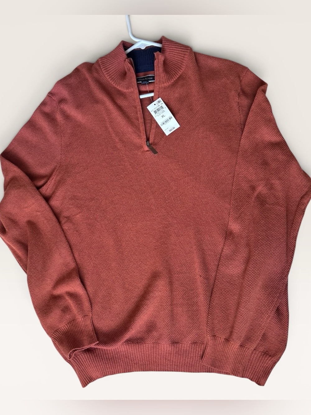 NWT Club Room Textured 1/4 Zip Sweater XL | 100% Cotton Mock Neck Pullover